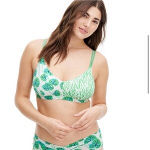DVF @ Target Bralette Cotton Stretch Geranium Leaf Sea Twig Green Size Large NWT